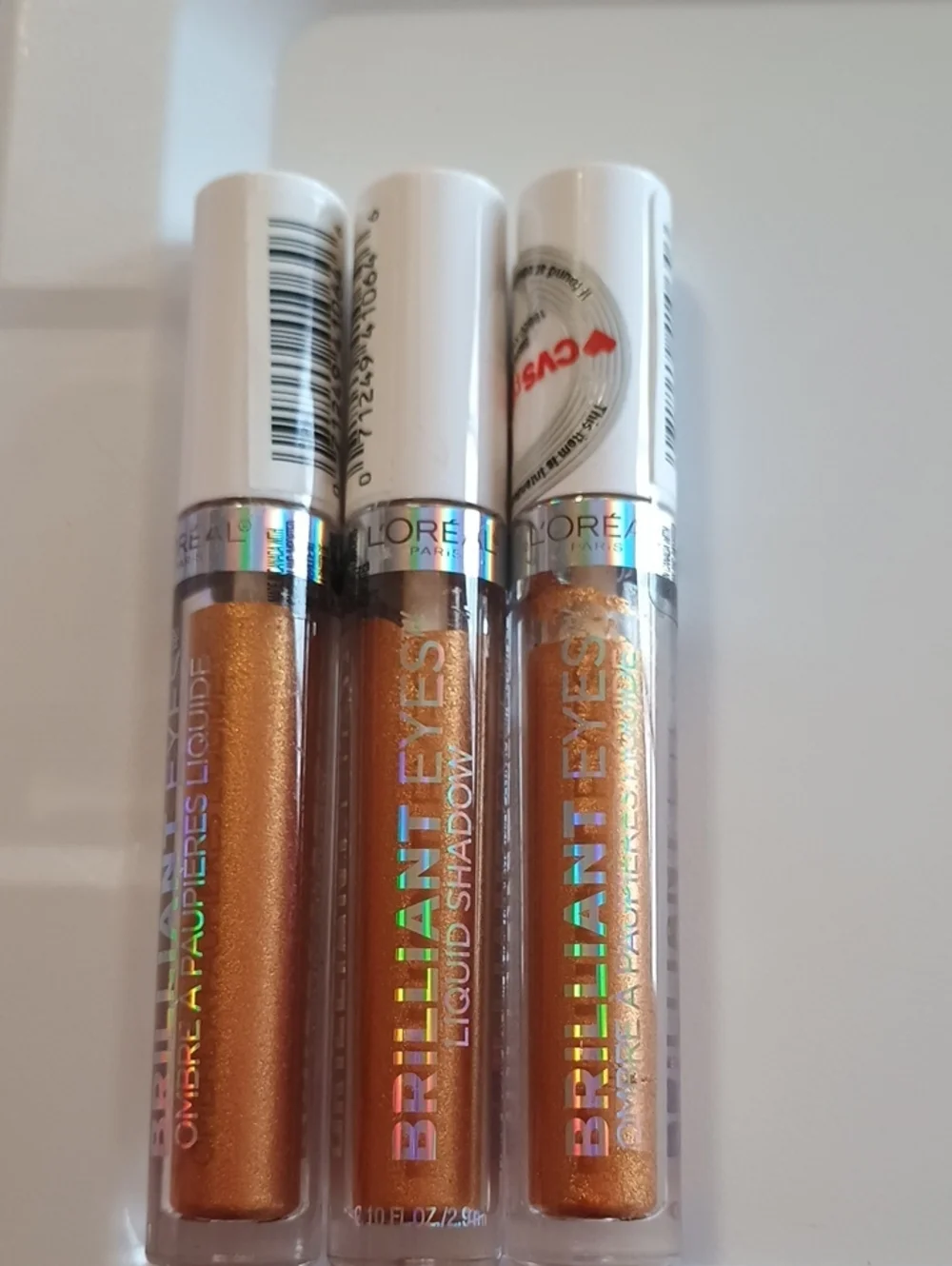 3 x L'Oreal Paris Brilliant Eyes Shimmer Liquid Eyeshadow, 450 Prescious Lava